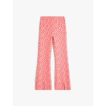 Koton İspanyol Paça Çiçekli Pantolon Yırtmaç Detaylı Pembe Desenli 4skg40266ak Pembe Desenli