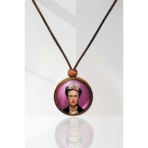 Frida Kahlo Ahşap Kolye N11.14826 Kahverengi