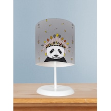 Mekta Home Bebek Ve Çocuk Odası Kızılderili Panda Desenli Abajur