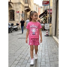 Ela Melody Kız Çocuk Pamuk Penye Şortlu Takım Koyu Pembe