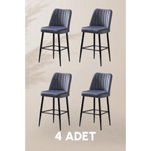 Ada Bar Sandalye - Babyface Gri - Metal Siyah Ayak 4 Adet Gri