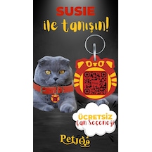 Petjoo 3.Susie Sarı-Kırmızı Qr'lı Kedi Künyesi
