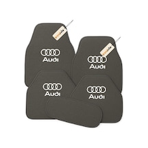 Audi Logolu 5 Parça Gri Oto Halı Paspas Seti - Şık Ve Kaymaz Tabanlı Araç İçi Zemin Koruma
