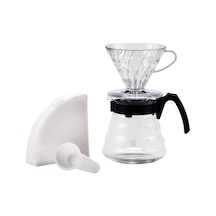 Craft Kit V60 Cam Kahve Servisi Sunuculu Plastik Damlatıcı, Ölçüm Kaşığı Ve Filtreli, Borosilikat, Siyah, Boyut Diğer