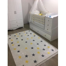 Yıldız Gir Sarı Kaymaz Taban Halı Kilim Yolluk Sarı Gri
