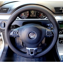 Dikişli Direksiyon Kılıfı Siyah Deri Siyah Dikişli Vw Passat 2007-2012 İçin Siyah