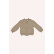 Kız Bebek Kedi Kapitoneli Fermuarlı Bej Sweatshirt 7755782