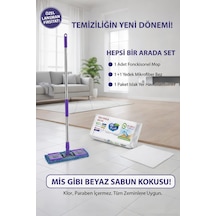 Fonksiyonel Mop Seti 1+1 Mikrofiber Bez + 48 Li Islak Yer Havlusu Hepsi Bir Arada Temizlik Seti