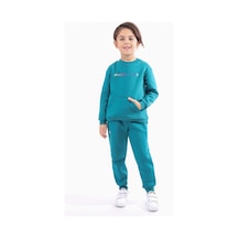 Toontoy Unisex Çocuk Baskılı Sweatshirt Petrol Mavi