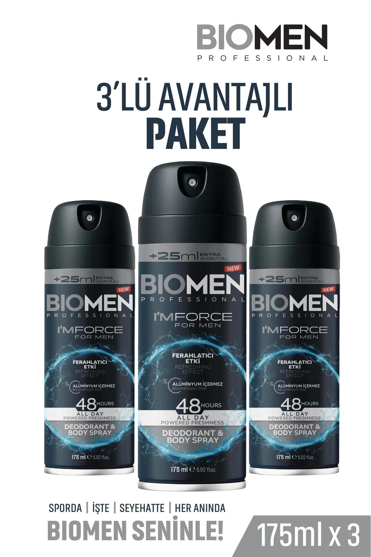 Deodorant & Body Sprey For Men Ferahlatıcı Etki I'm Force 3x175 Ml
