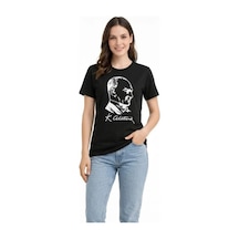 Efnaz Style Atatürk Baskılı Tişört Kısa Kollu Bisiklet Yaka T-shirt - Siyah