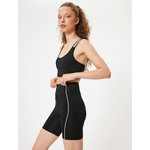 Koton Spor Biker Tayt Dikiş Detaylı Yüksek Bel Slim Fit Siyah 5wak40177nk