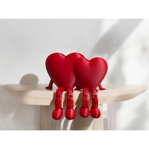 Oturan Sevgililer Kalp Hediyelik Mini Obje Sevgililer Günü 12cm