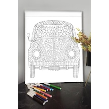 Araba 2 40x30cm Çocuklar Için Özel Boyanabilir Tablo Tuval Mandala Kalem Hediyesi Yoktur.