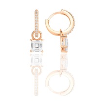 Söğütlü Silver Gümüş Rose Baget Kesim Zirkon Taşlı Halka Küpe Barcode Gold - Rose Gold - Rodyum