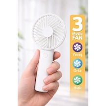 Standlı 3 Mod Şarjlı El Fanı 3 Kademe Seyahat Masaüstü Vantilatör Taşınabilir Mini Fan Beyaz F137