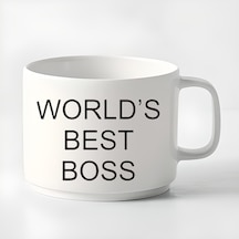 Double Türk Kahvesi Fincanı & Espresso Word's Best Boss Fincan Kupa 180 Ml Beyaz