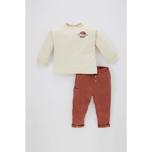 Defacto Erkek Bebek Baskılı Sweatshirt Pantolon 2li Takım C1281a523wner42
