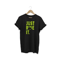 Just Ride It Baskılı Siyah T-shirt Siyah