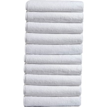 10 Lu El Yüz Otel Havlusu 50x90 Cm Beyaz 20/2 Ring 250 Gr Beyaz