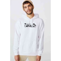Anime Dragon Ball Baskılı Beyaz Erkek Örme Kapşonlu Sweatshirt (531038942)