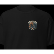 Wildstyle Vahşi Ve Özgür Renkli Vintage Doğa Kamp Macera Rozet Baskılı Unisex Bisiklet Yaka Pamuklu Tişört Siyah