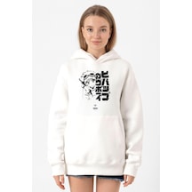 Cowboy Bebop Vintage Ein And Ed Beyaz Kadın 3ip Kapşonlu Sweatshirt Beyaz