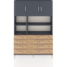Arges Dolap 8 Raflı 8 Çekmeceli 3 Kapaklı 132x30x195 Antrasit-antrasit/çam Antrasıt/atlas Çam