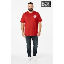 Superlife Erkek Büyük Beden N Baskılı 3xl-6xl Bisiklet Yaka Tshırt Spr26bts510-19 Kırmızı