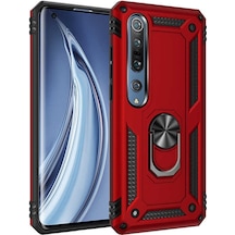 Xiaomi Mi Note 10 Lite Kılıf Sert Silikon Yüzüklü Stand Özellikli Kapak