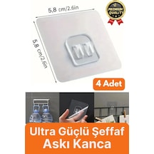 4 Adet Ultra Güçlü Suya Dayanıklı İz Bırakmaz Şeffaf Mutfak Banyo Tablo Raf Ayna Tutucu Askı Kanca B Diğer