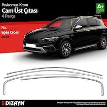 S-dizayn Fiat Egea Cross Krom Cam Üst Çıtası 4 Prç. 2020 Üzeri Mat Krom A+ Kalite