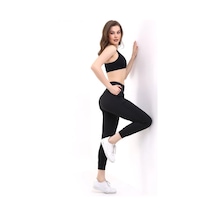 Reva Kadın Yüksek Bel Toparlayıcı Cepli Likralı Esnek Spor Tayt Siyah siyah Reva Kadın Yüksek Bel Toparlayıcı Cepli Likralı Esnek Spor Tayt Siyah siyah