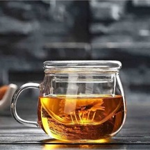 Besthome1 Çay Fincanı 300ml, Cam, Saf Tat, Kapağı İle Şeffaf