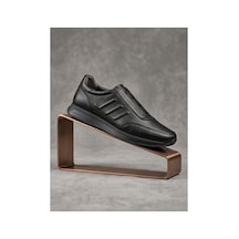 Crc Ayakkabı Büyük Beden Siyah Hakiki Deri Özel Seri Bağcıksız Kolay Giyim Günlük Erkek Sneaker