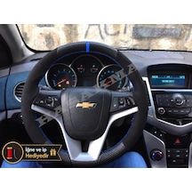 Chevrolet Trax Dikme Direksiyon Kılıfı Alcantara Süet Mat Karbon Mavi Yüzük Ve Dikiş 2013-2016