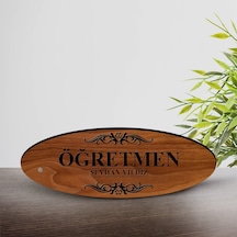 Kişiye Özel Mesleki Öğretmen Ahşap Oval Masa İsimliği - 1