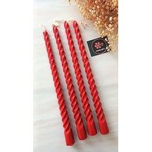 4 Adet 27.5cm Balmumu Mum Konik Burgulu Balmumu Şamdan Mumu Doğal Petek Balmumu Mum Dekoratif Kırılmaz Akmaz Mum Bal Mumu Beeswax Candle Kırmızı 50 x 22