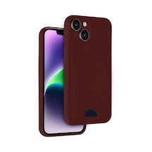 Apple İphone 14 Kılıf Kelvin Kartvizitli Silikon - Bordo