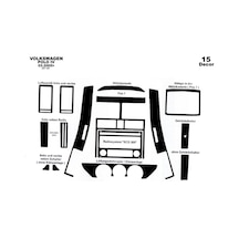 Volkswagen Polo Uyumlu Torpido Kaplama 2005-2009 15 Parça Piano Black