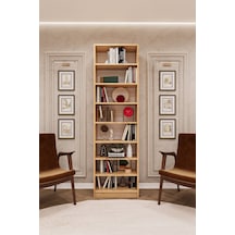 Asra Trend K-02 %100 MDF 60 cm 7 Raflı Kitaplık Safir Meşe Dekoratif Kütüphane Raf Ünitesi