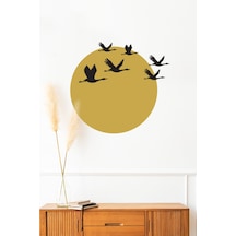 Günbatımı Kuşlar5 Duvar Sticker Dekoratif Duvar Çıkartma Sticker Gold Siyah Kombin Siyah 50 X 50