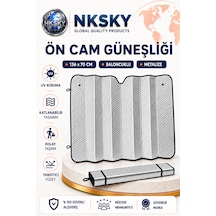 Nksky Oto Ön Cam Güneşliği 136x70 Cm Vantuzlu Katlanabilir Baloncuklu Metalize Araba Güneşlik Perde