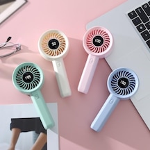 Mini,taşınabilir,şarjlı, Led Göstergeli El Fanı Pembe Zb162p