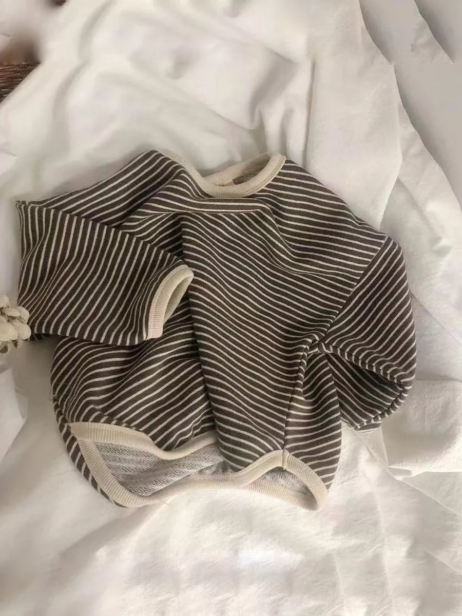 World.my Çizgili Uzun Kollu Büyük Beden Oversize Kazak 197246912 Bej