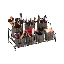Edora Home Çok Amaçlı Siyah Makyaj Organizer, Banyo Düzenleyici - 7 Bölmeli Metal Siyah