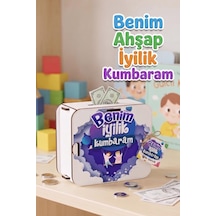 Benim Ahşap İyilik Kumbaram Eğitici Dekoratif Demonte Çocuk Kumbarası