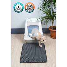 40x55 Cm Hücreli Kedi Kumu Paspası Kedi Matı Kedi Tuvalet Önü Paspası Koyu Gri