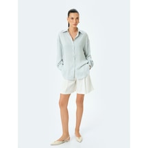 Koton Klasik Yaka Uzun Kollu Oversize Gömlek Gri 5sak60010pw Gri