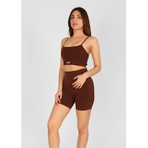 Nature The Brand Ntb Kahverengi Yüksek Bel Kısa Spor Taytı Scrunch Detaylı,toparlayıcı Tayt,kısa Spor Tayt,fitness Vişne Çürüğü
